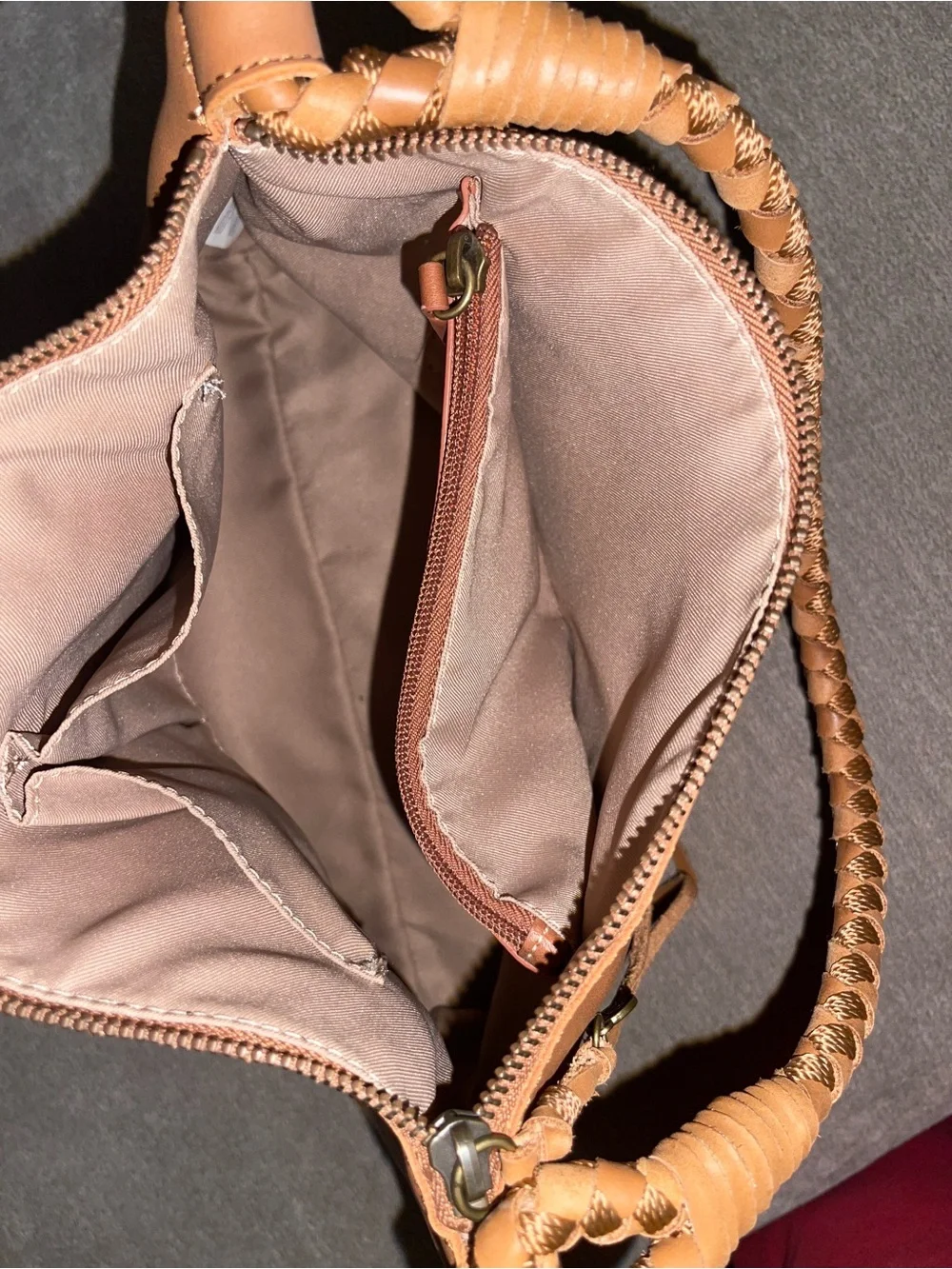 The Sak Braided Handle Hobo in Cognac Brown